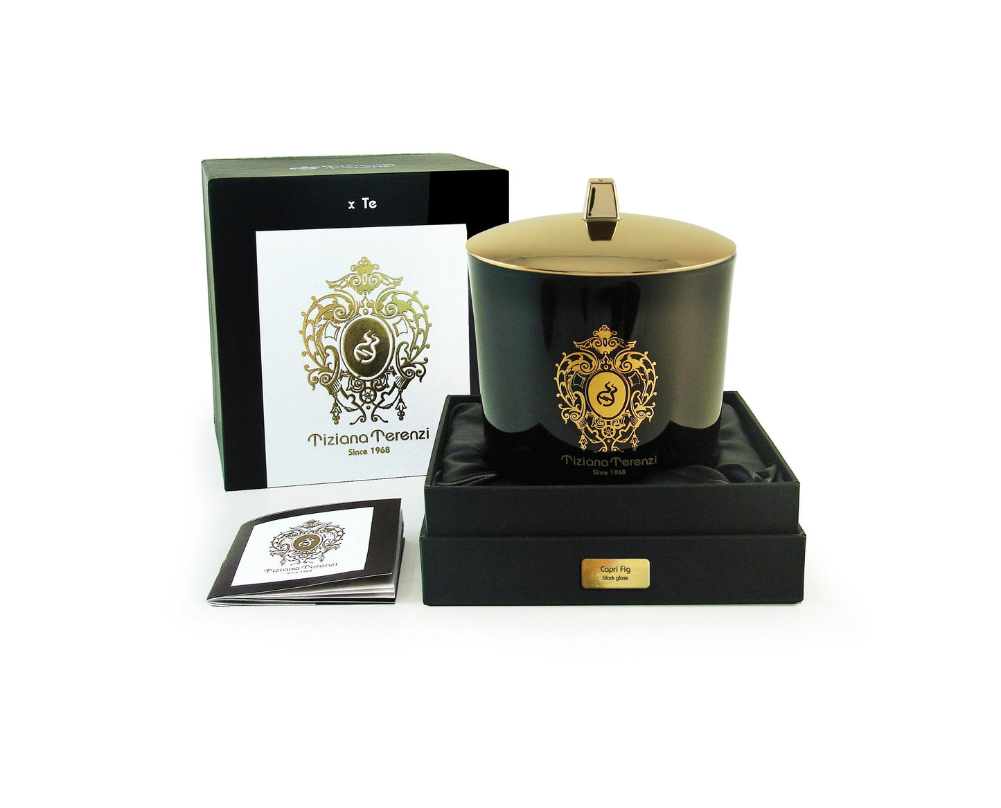 Vela Capri Fig, 2 mechas de madera, vidrio negro - 17.6 oz.