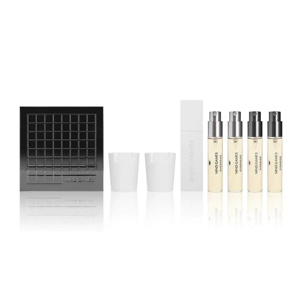 Perfumer Extraordinaire Kingside and Queenside Discovery Set - 4 x 7.5ml Travel Sprays + Ceramic Diffusers by Mind Games
