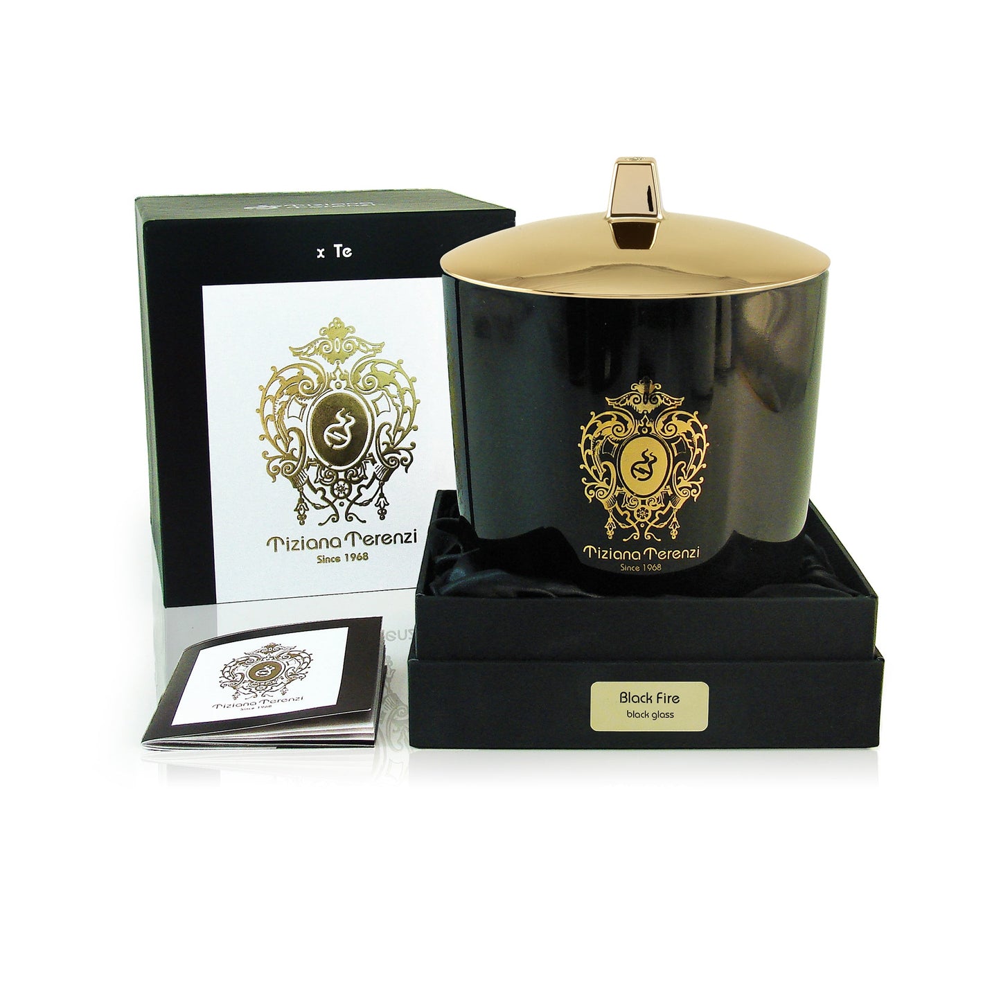 Vela Black Fire, vidrio negro, 3 mechas de madera - 35,3 oz. 